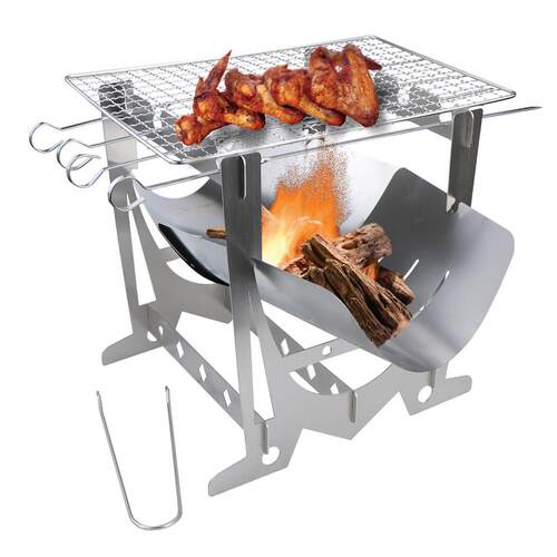 不锈钢卡扣烧烤炉 野营焚火台便捷BBQ烧烤架野餐篝火炉户外柴火炉
