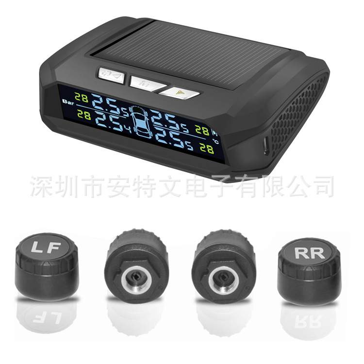 新款数字无线胎压监测器太阳能胎压内置外置TPMS私模胎压检测