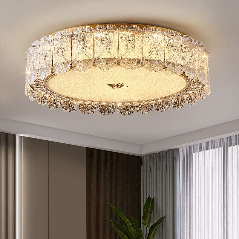 卧室灯现代简约奶油风水晶吸顶灯高级感大厅餐厅灯具客厅房间灯