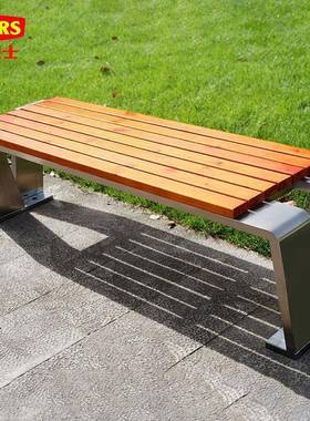 户外锈公园18869椅室外防腐木木不休闲铁座椅长椅庭院双人长钢条