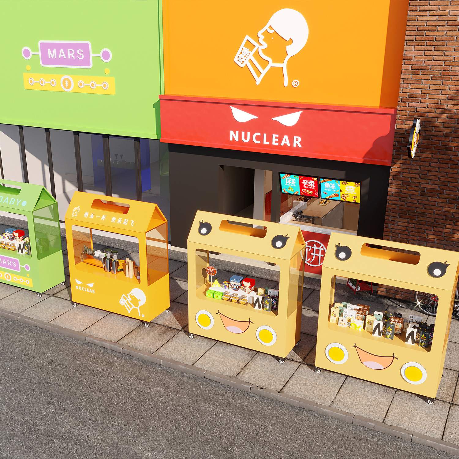 创意商场活动展示架夜市小吃摆摊小推车户外广场公园移动售货车