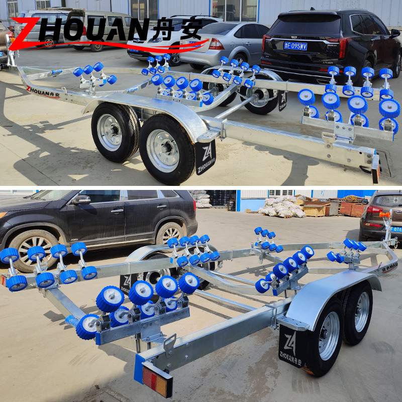 游艇快艇拖车 重型双轴拖船架适用8-9米船艇拖挂车生产