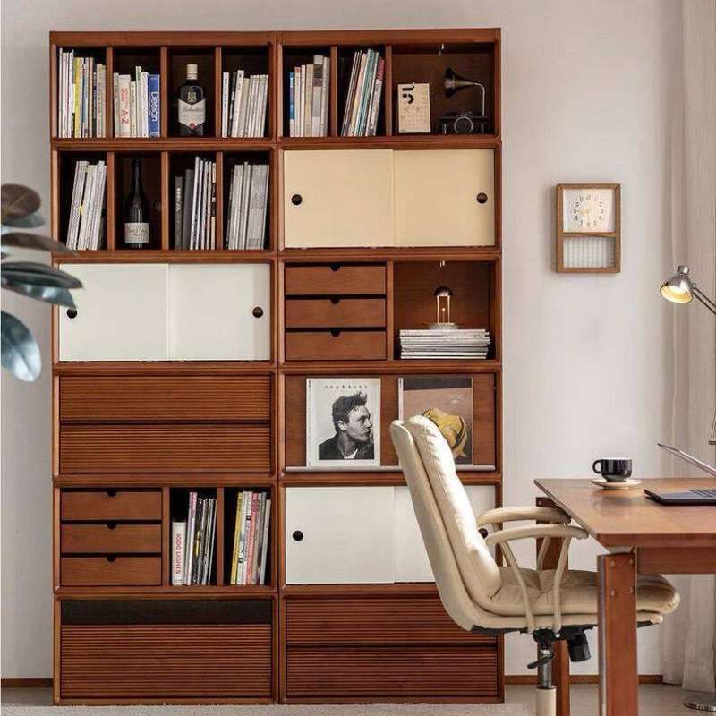 简约实木餐边柜翻门柜实木书柜落地柜自由组合柜子电视柜多功能柜
