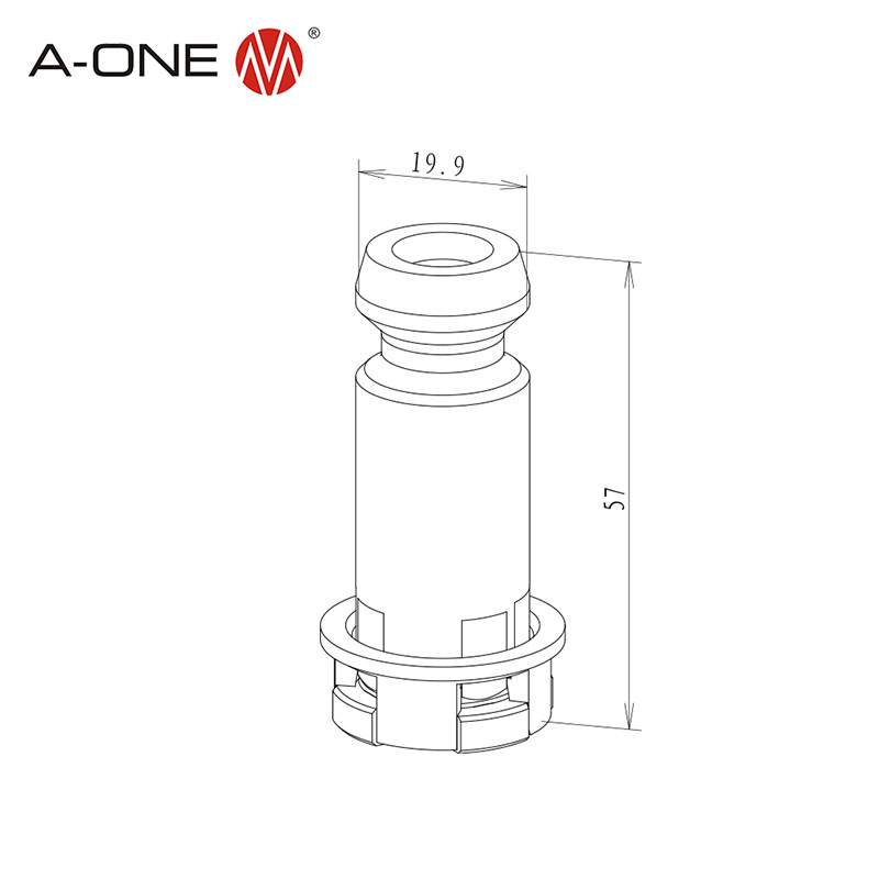 A-ONE可兼容瑞典3R夹具φ20x57mm拉钉 3R气动卡盘专用拉钉