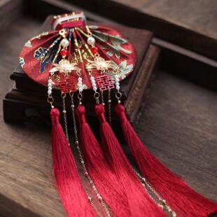 BK9K凝香记囍结良缘中式婚礼织金结发红色荷包香囊手工古法