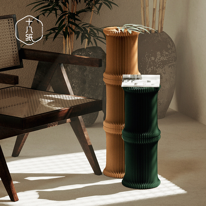 十八纸圆柱商品展示架橱窗展架货架陈列圆形装饰台折叠便携置物架