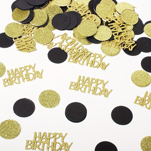 新款黑金纸屑10pc成品生日派对用品亮片套装摆件装饰纸片跨境