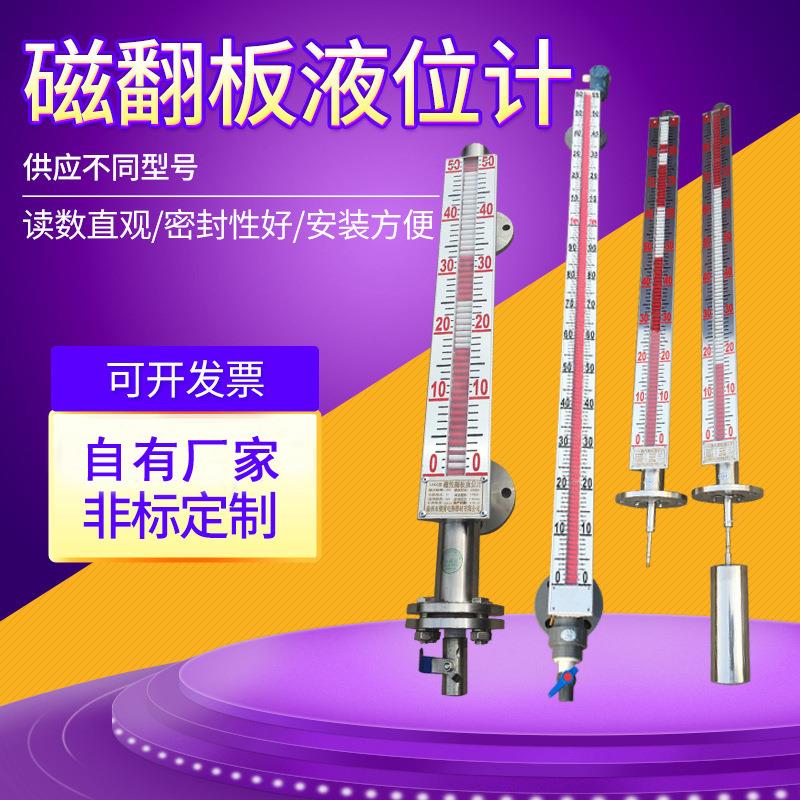 顶装侧装磁翻板液位计厂家 耐温液位开关 带远传液压机液位计