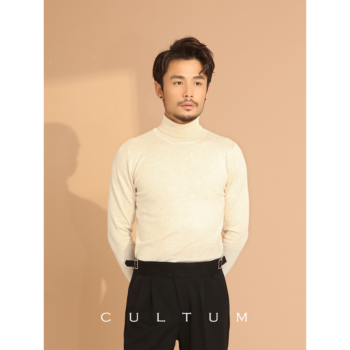 高领毛衣男高级感套头线衣冬季保暖针织羊毛衫修身内搭薄款打底衫