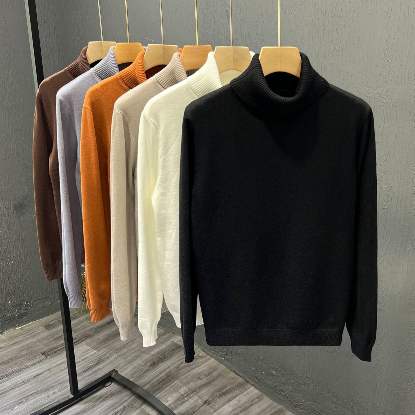 黑色毛衣男士秋冬季款休闲弹力打底衫修身青年翻高领针织衫内搭穿