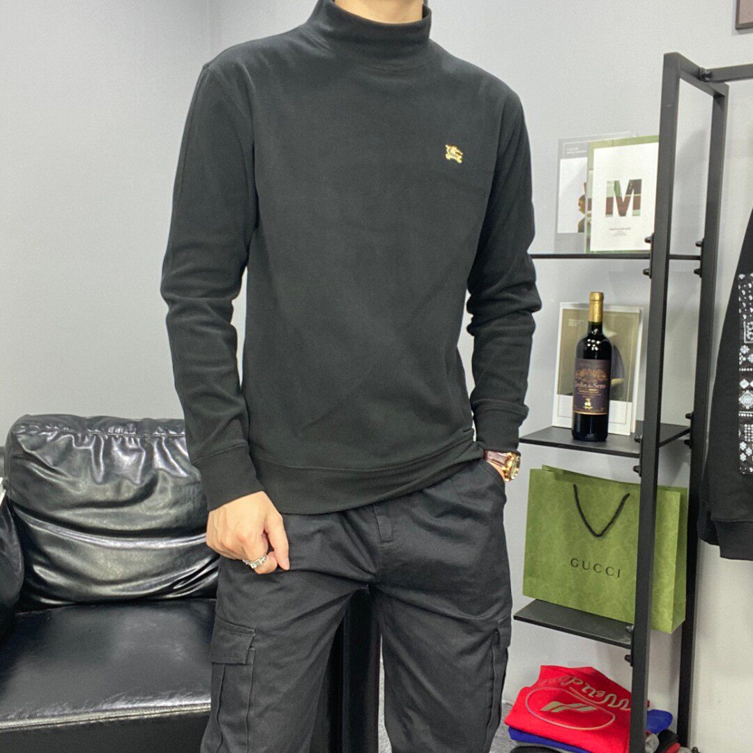 纯色德绒衫男秋冬季半高领保暖卫衣男士套头打底衫长袖圆领休闲