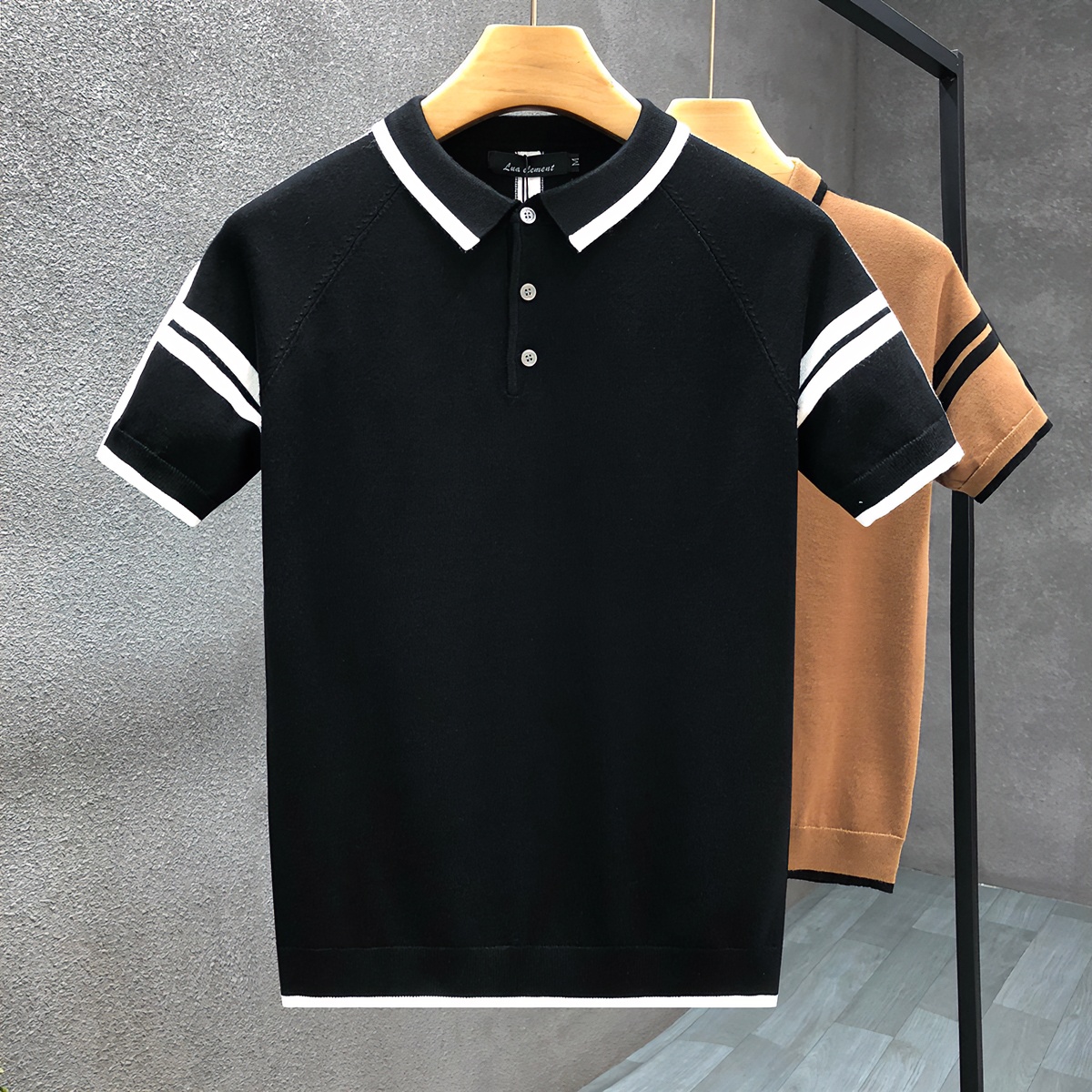 Polo翻领短袖毛衣男款潮牌休闲针织衫2024新款男士秋季上衣