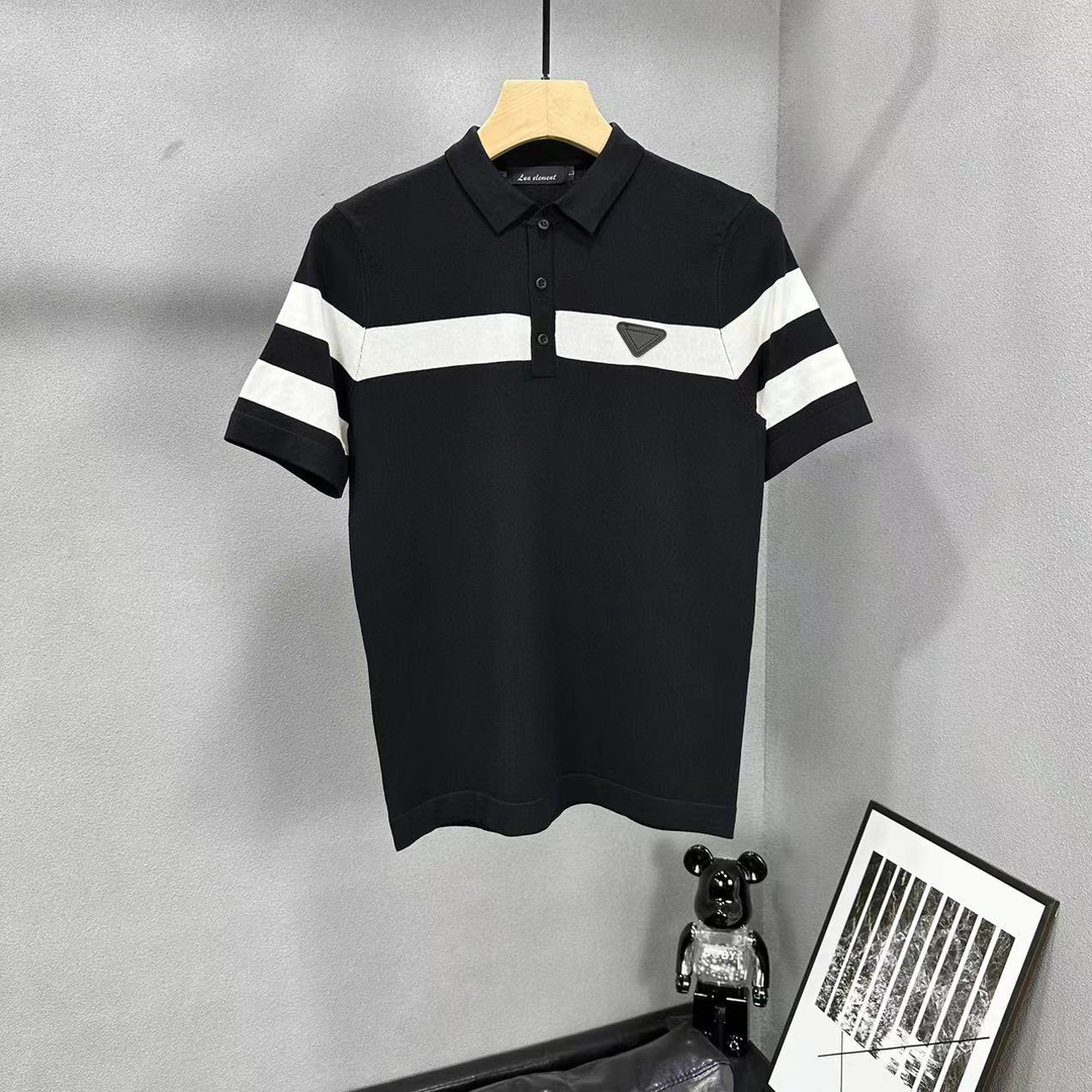 欧洲站男士短袖T恤个性百搭修身时尚潮牌polo衫休闲翻领半袖帅气