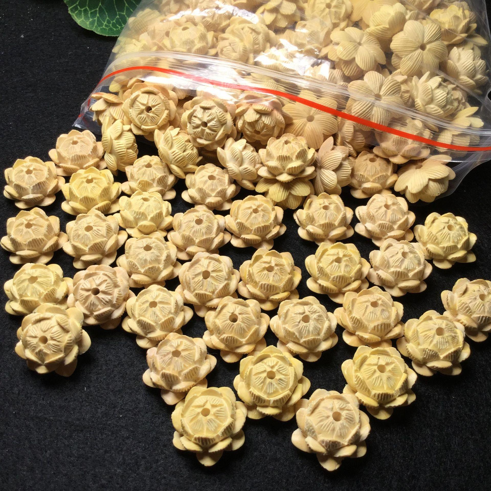 黄杨木莲花 DIY饰品配件 配饰 雕刻 五层莲花 包挂 车挂配件