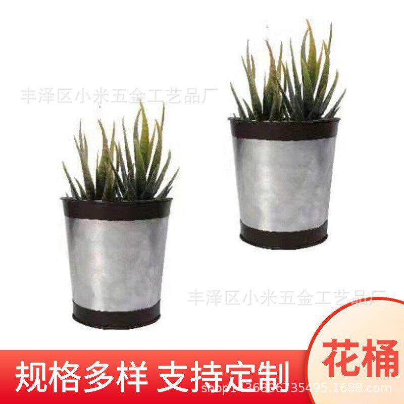 跨境亚马逊复古色壁挂花器花铁艺半面墙上花盆插花器花桶壁饰