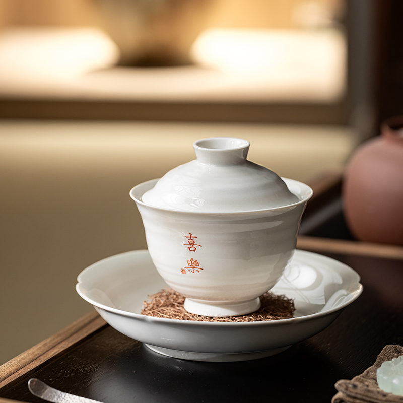 草木灰二才盖碗茶杯日式泡茶陶瓷