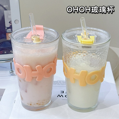 in字母玻璃杯女生高颜值双饮杯带