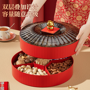 干果盘糖果盒家用客厅茶几零食收纳轻奢高档三层分格乔迁结婚新年