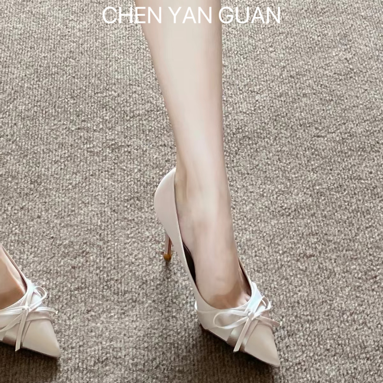2026新款绸缎蝴蝶结中式秀禾婚鞋新娘鞋女尖头高跟单鞋百搭不累脚
