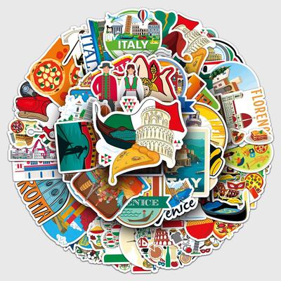 50张意大利跨境户外Italy风景旅行创意装饰水杯手机壳行李箱贴纸