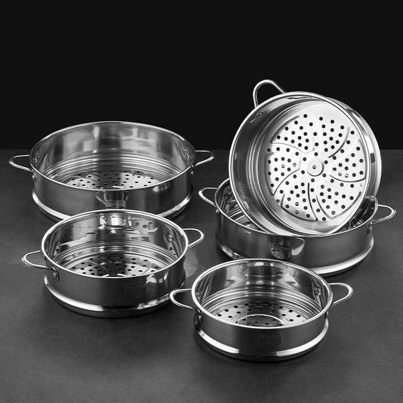 【16cm-30cm】304不锈钢蒸笼家用蒸锅篦子蒸屉蒸隔层蒸架折叠316