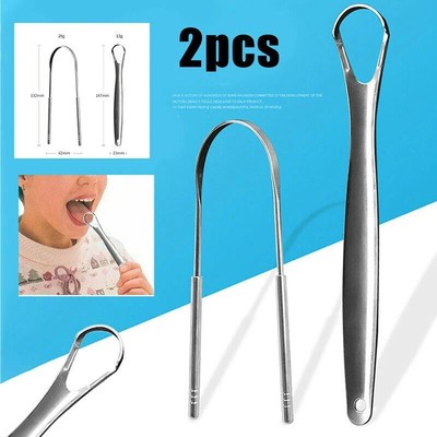 2pcs U Type Tongue Scraper Stainless Steel Oral Tongue Clean