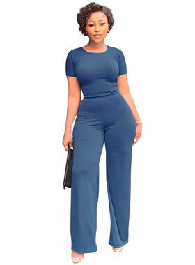 9611 Pure Color Casual TwoPiece Set for Women in Europe and