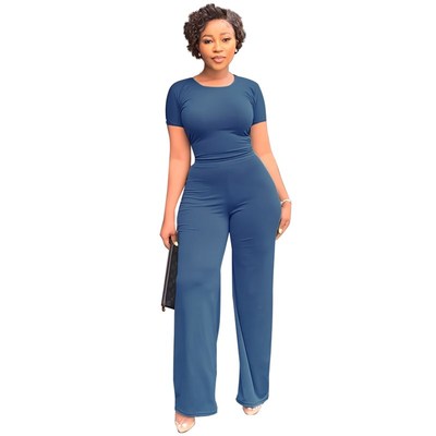 9611 Pure Color Casual TwoPiece Set for Women in Europe and