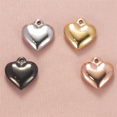 Stylish Stainless Steel Solid Heart DIY Pendant Accessory Po