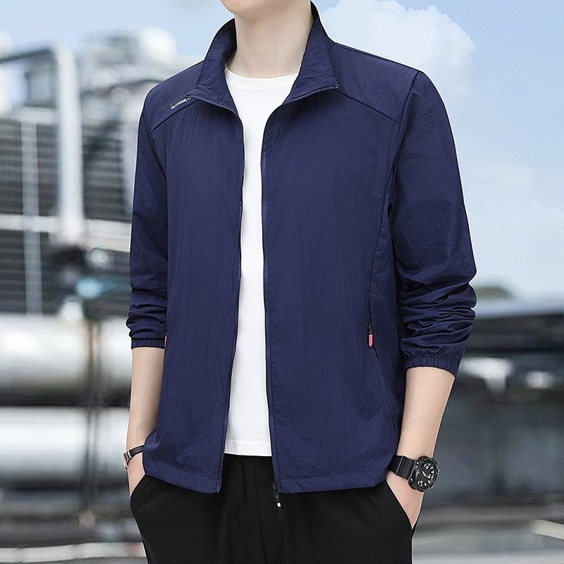 男防晒衣外套冰丝休闲宽松防晒服男士外套皮肤衣轻薄透气速干立领