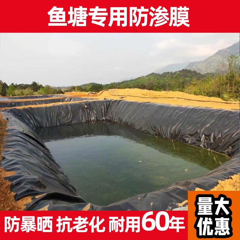 鱼塘防渗膜土工膜防漏防水布鱼池护坡塑料黑色PE加厚养殖专用地膜