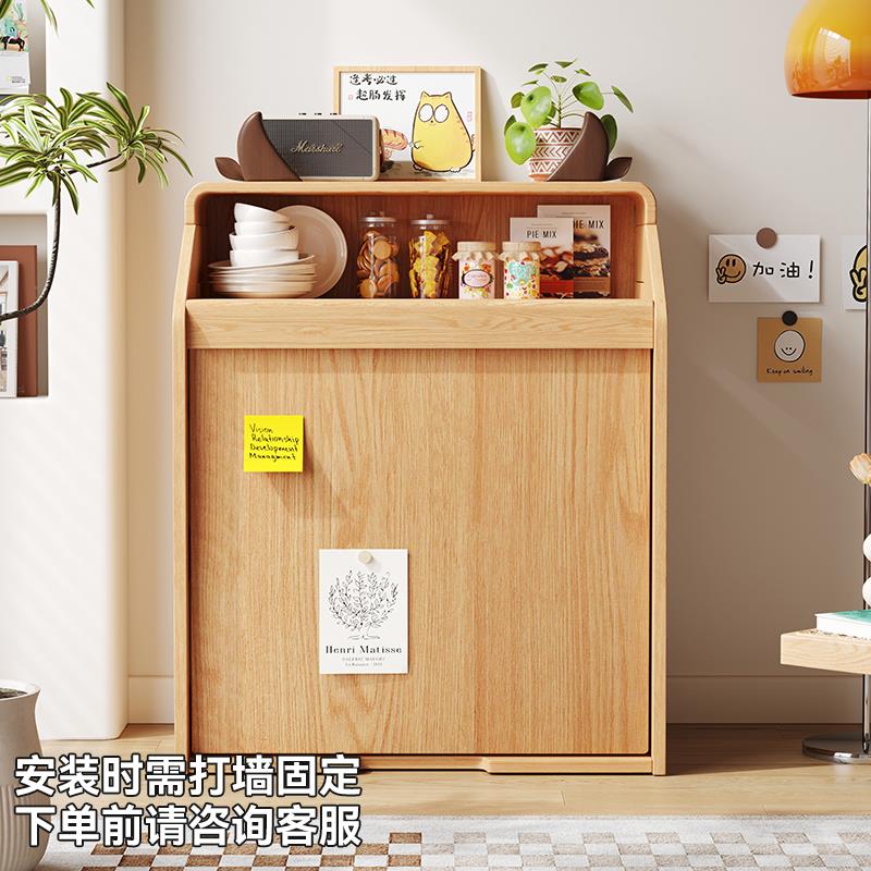 HE木屋北欧餐桌收纳桌子折叠原木风餐边柜靠墙一体储物柜家用饭桌