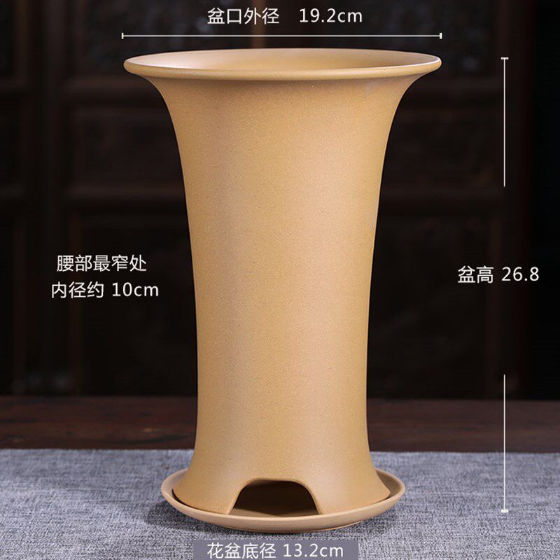 精品兰花花盆家用兰花专用盆透气紫砂兰花盆室内客厅电视柜花盆