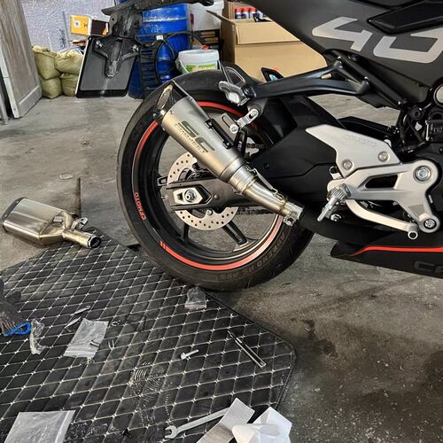 适用于摩托车春风450SR/MT改装排气管450mt碳纤维尾段烟筒