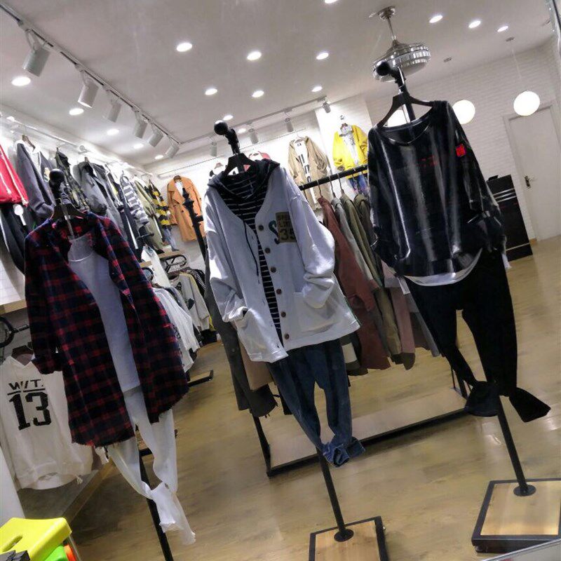 服装店橱窗展示架铁艺点挂单双挂落地挂衣架正挂货架中岛模特道具