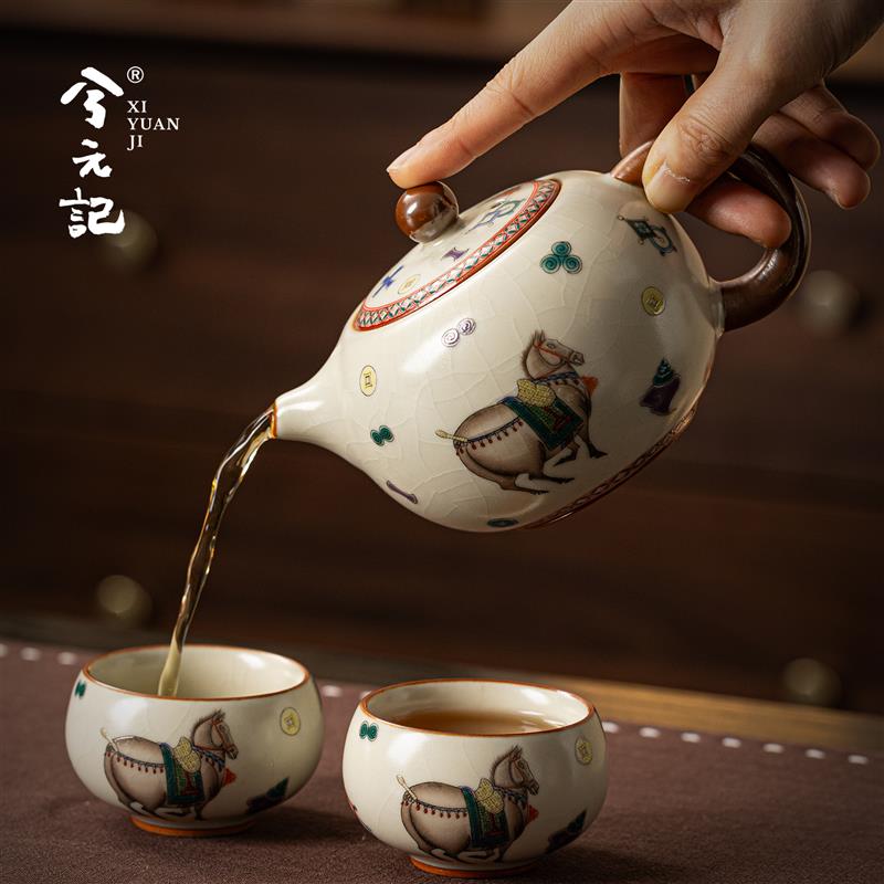 唐马汝窑茶壶家用单个高档大号陶瓷泡茶壶一人饮2026新款功夫茶具