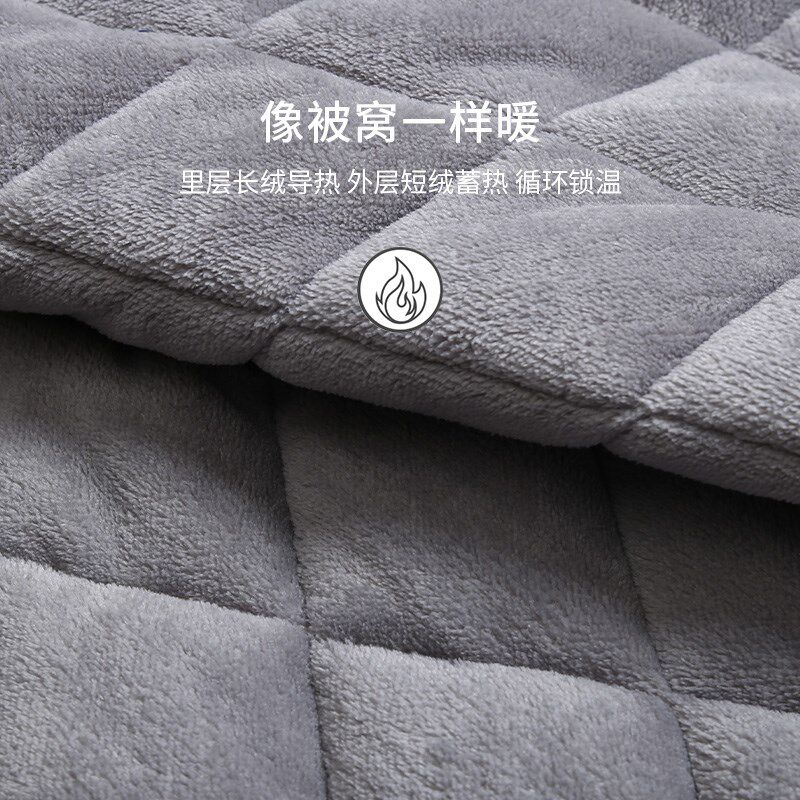 睡袍男冬季三层夹棉珊瑚绒加绒加厚浴袍冬天大码保暖中长款家居服