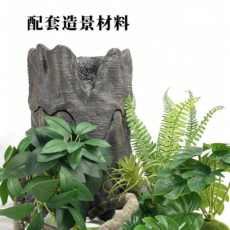 爬宠爬虫原生沉木桩树干睫角豹纹肥尾蜥蜴躲避攀爬造景背景板套装