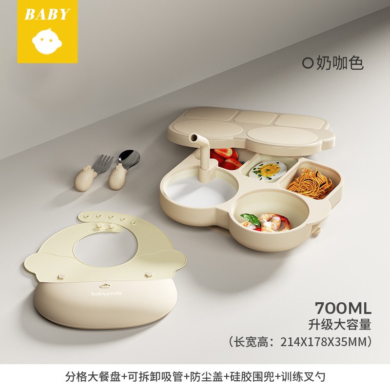 英国宝宝餐盘儿童餐具套装婴儿吃饭专用分格辅食碗吸盘硅胶碗