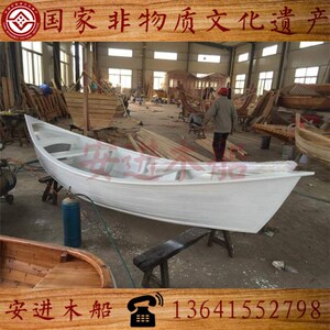 小木船欧式木船手划船装饰木船景观木船观光船道具装饰船可定制船