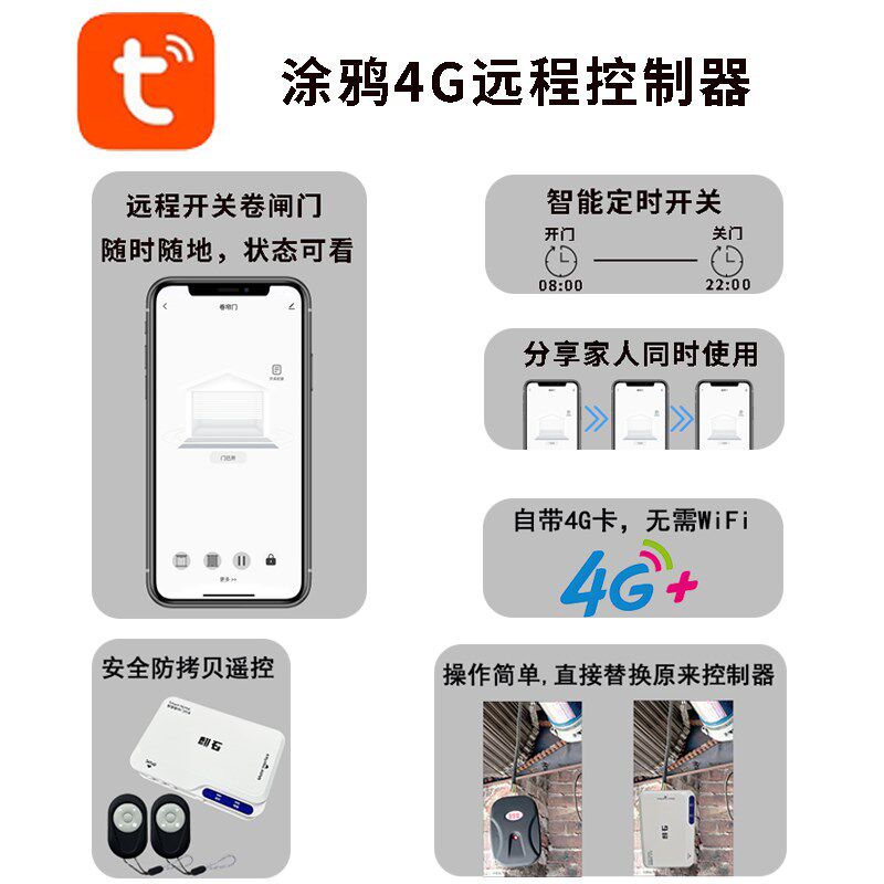 4G电动卷帘门控制器手机远程开关门车库卷闸门控制盒通用自带流量