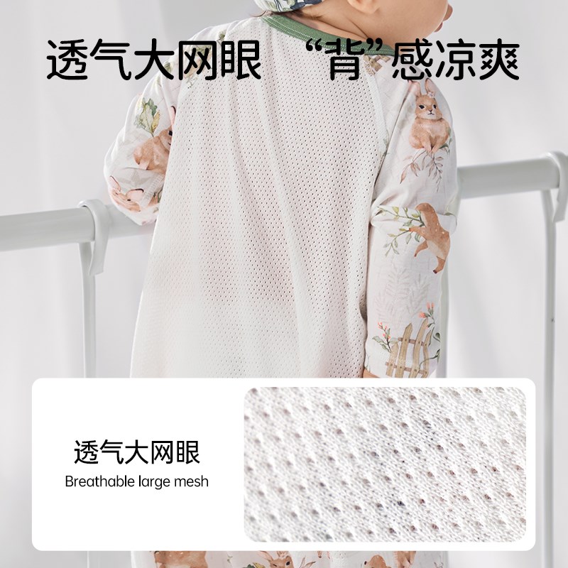 欧孕宝宝睡袋夏季竹棉网眼透气睡裙婴儿连体睡衣夏天儿童防踢被