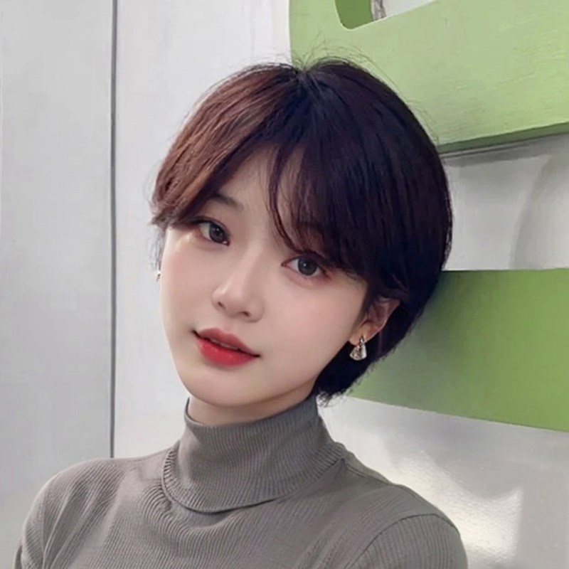 假发女全头套真人发丝时尚气质减龄短款波波头真发自然短发头套