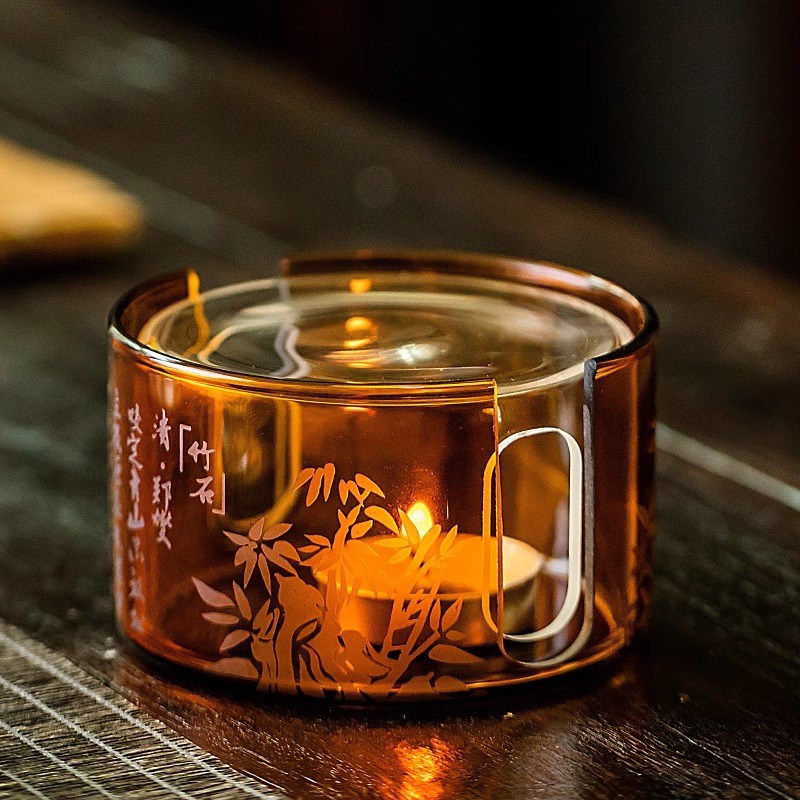 琉璃温茶炉蜡烛加热底座保温暖茶器烘茶小火炉围炉煮茶玻璃温茶器