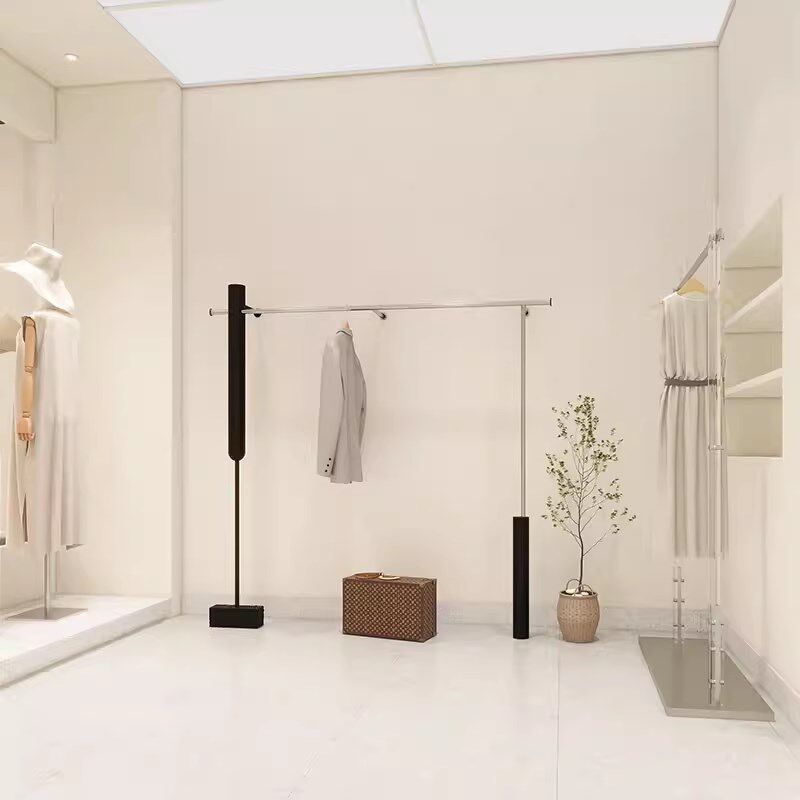 服装店女装店展示架黑色上墙架不锈钢落地式挂衣架网红货架陈列架