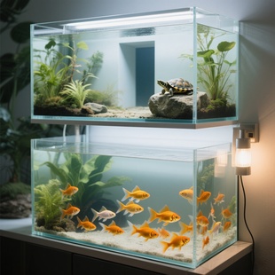 定制金晶五线超白玻璃鱼缸500L造景水草缸家用客厅雨林生态养鱼缸