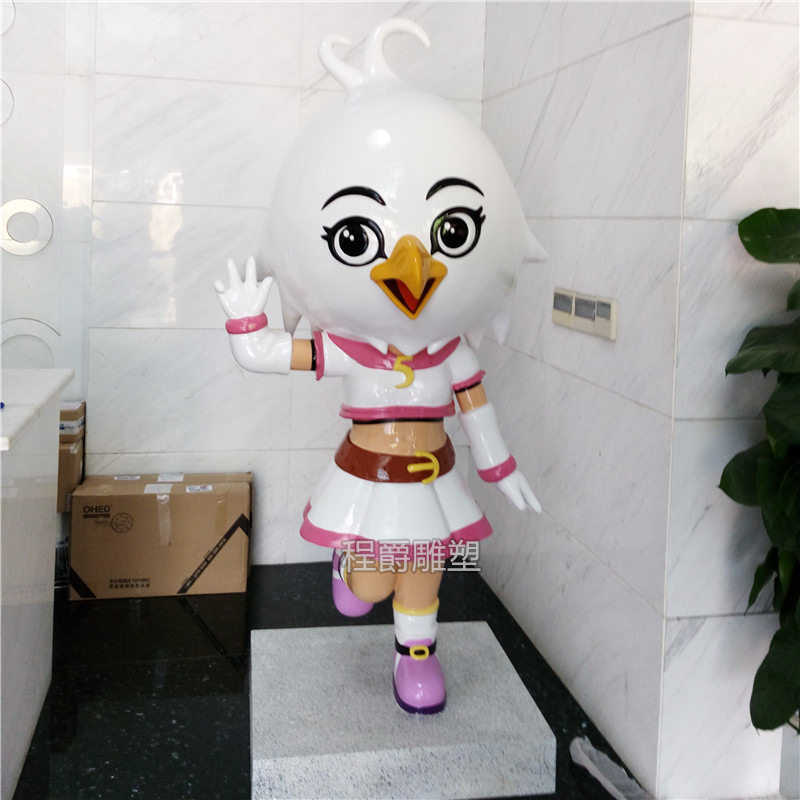 玻璃钢动物雕塑卡通鸟IP公仔 公司形象展厅雕塑摆件按需定制厂家