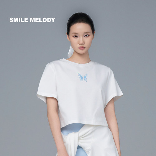 MELODY蝴蝶印花半袖T恤