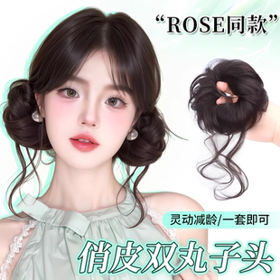 龙须丸子头假发女鬼马少女仿真发懒人盘发包蓬松神器凌乱假发发圈