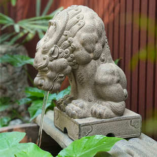 庭院室外吸水神兽流水摆件循环水缸上喷水吐水动物鱼池出水口造景